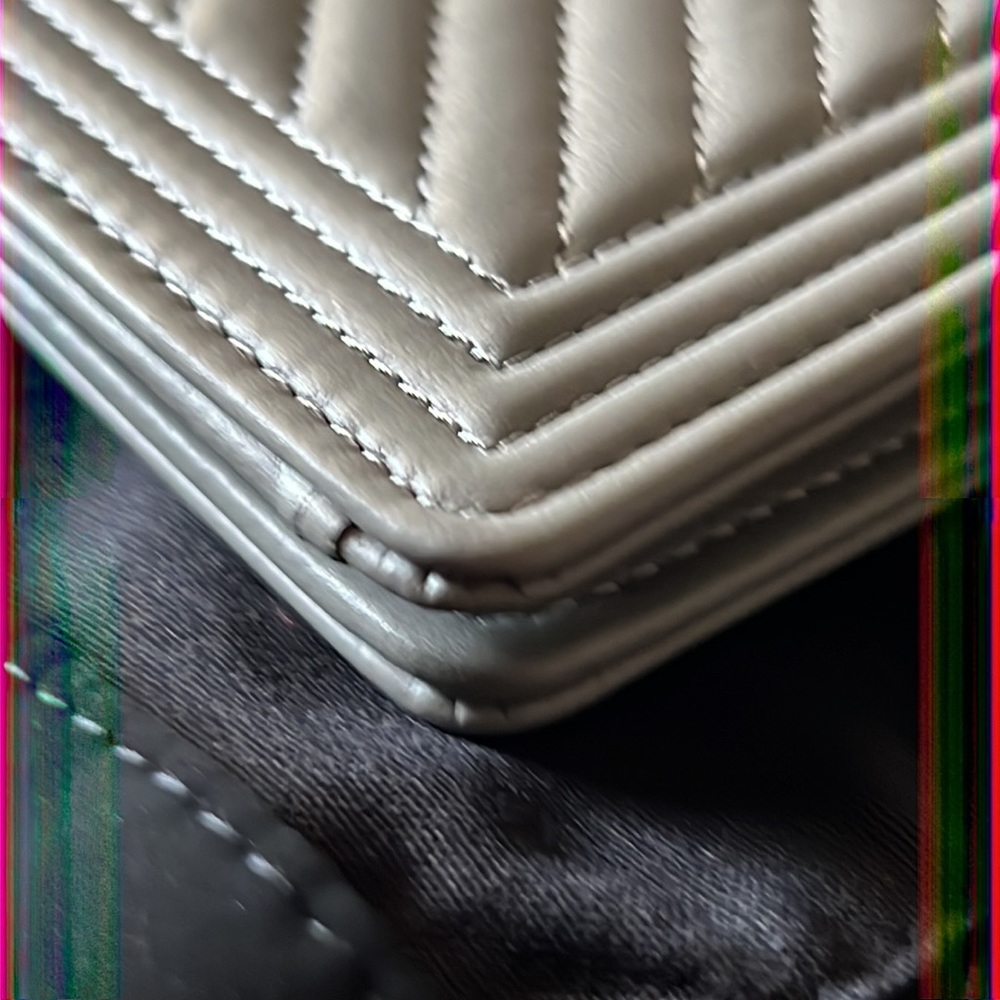 CHANEL Gray Quilted Chevron LeBoy Lambskin Long Wallet Clutch - Picture 8 of 15